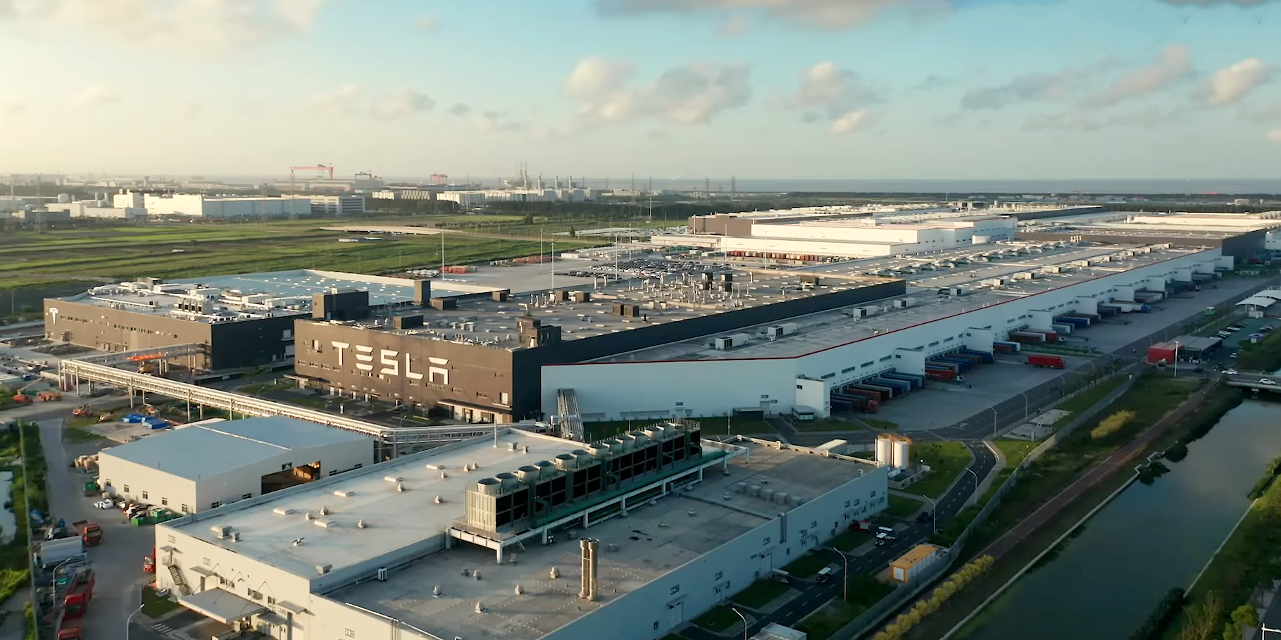 Tesla Giga Shanghai Aerial Drone View