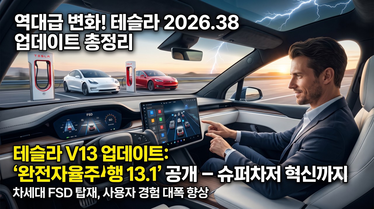 테슬라 2026.38 소프트웨어 업데이트 배포 개시: 다이내믹 헤드라이트 레벨링 및 슈퍼차저 사이트맵 도입